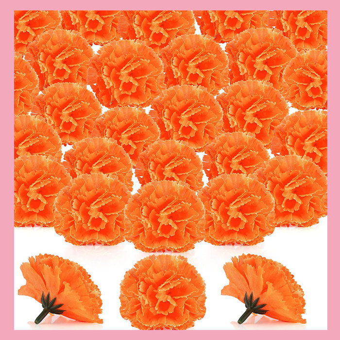 JRBEY 50 Pcs Artificial Marigold Flowers Faux Mexican Fake Marigold